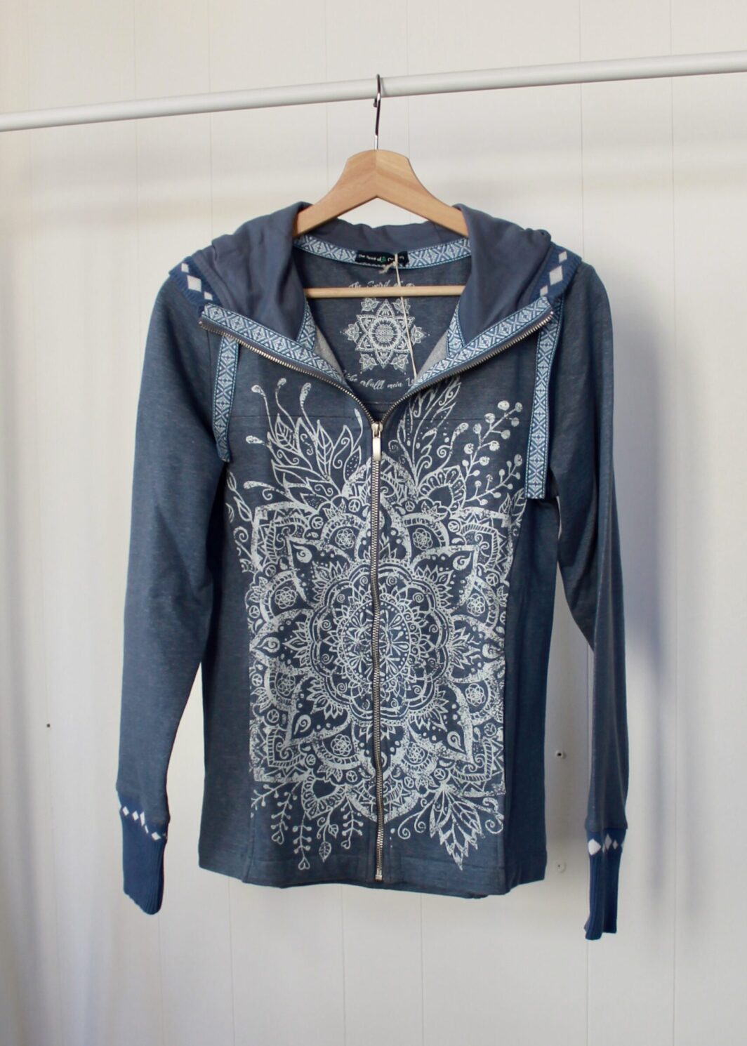 Sweatshirt - Denimblå m/ lynlås